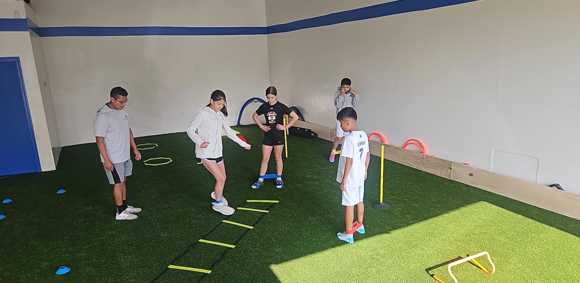 Structured youth soccer training session